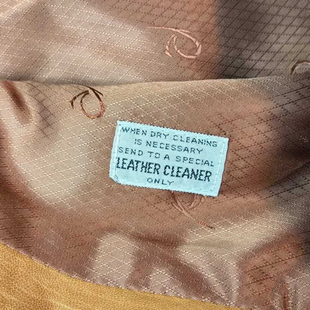 Vintage 1980s Remy Leather Bomber Tan Jacket Mens Large USA Shearling Collar